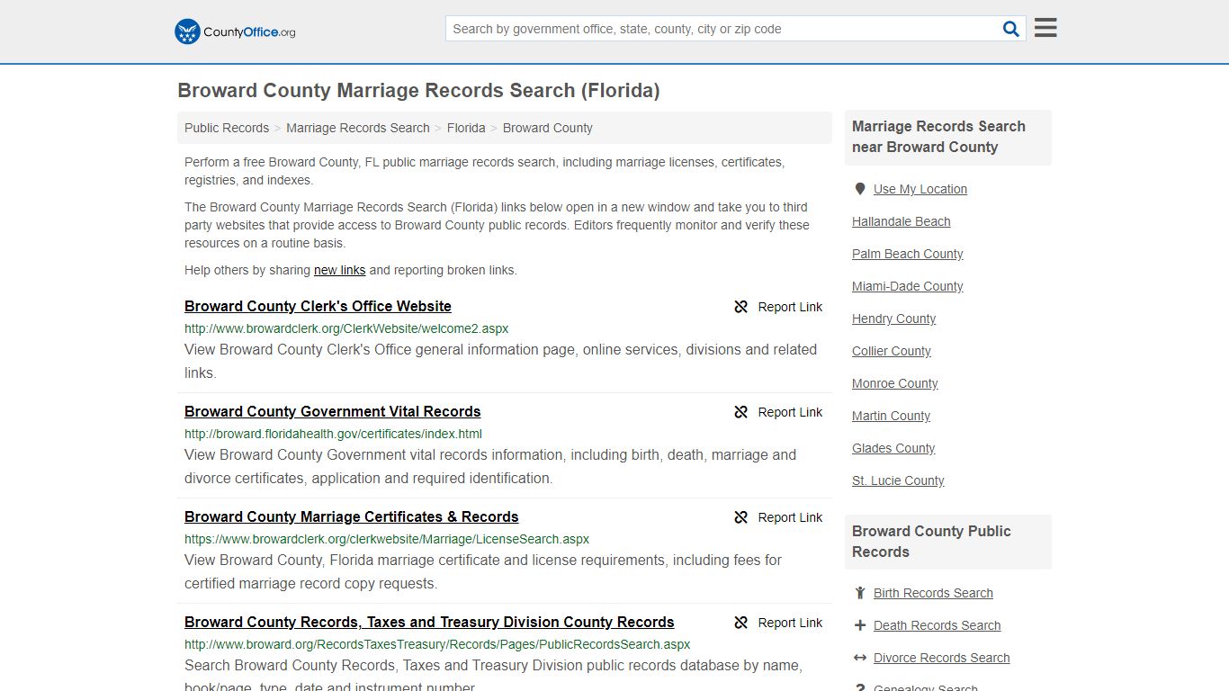 Marriage Records Search - Broward County, FL (Marriage ...